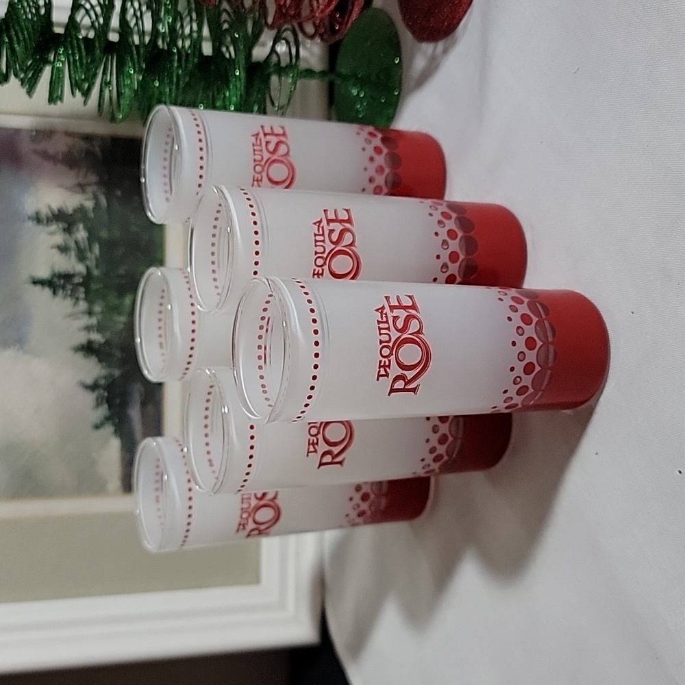 Tequila Rose Set Of Six Frosted Shot Glasses.
